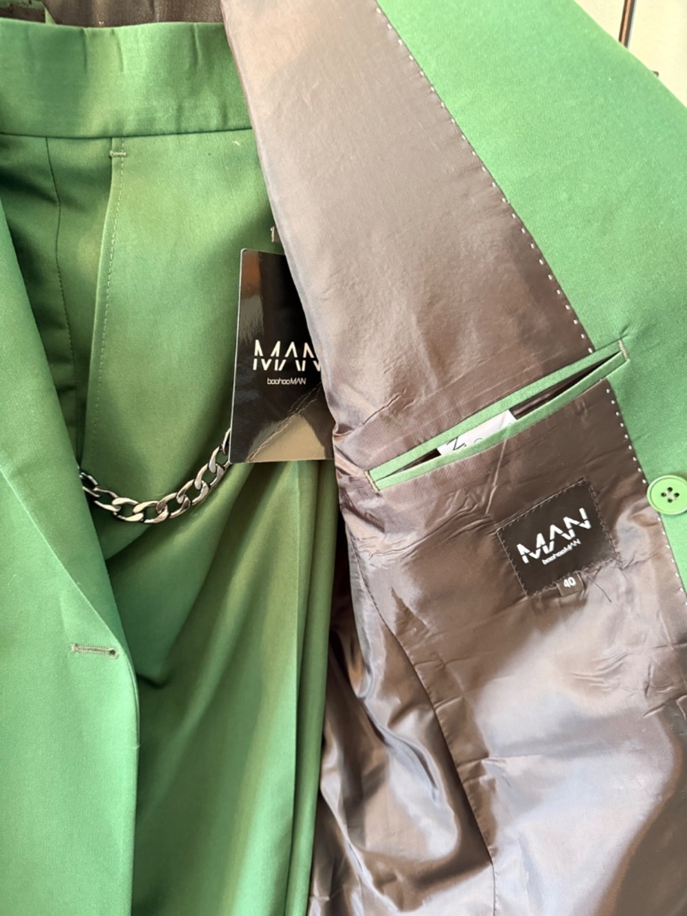 Boohooman Dark Green Double Breasted Suit - Picture 2 of 3